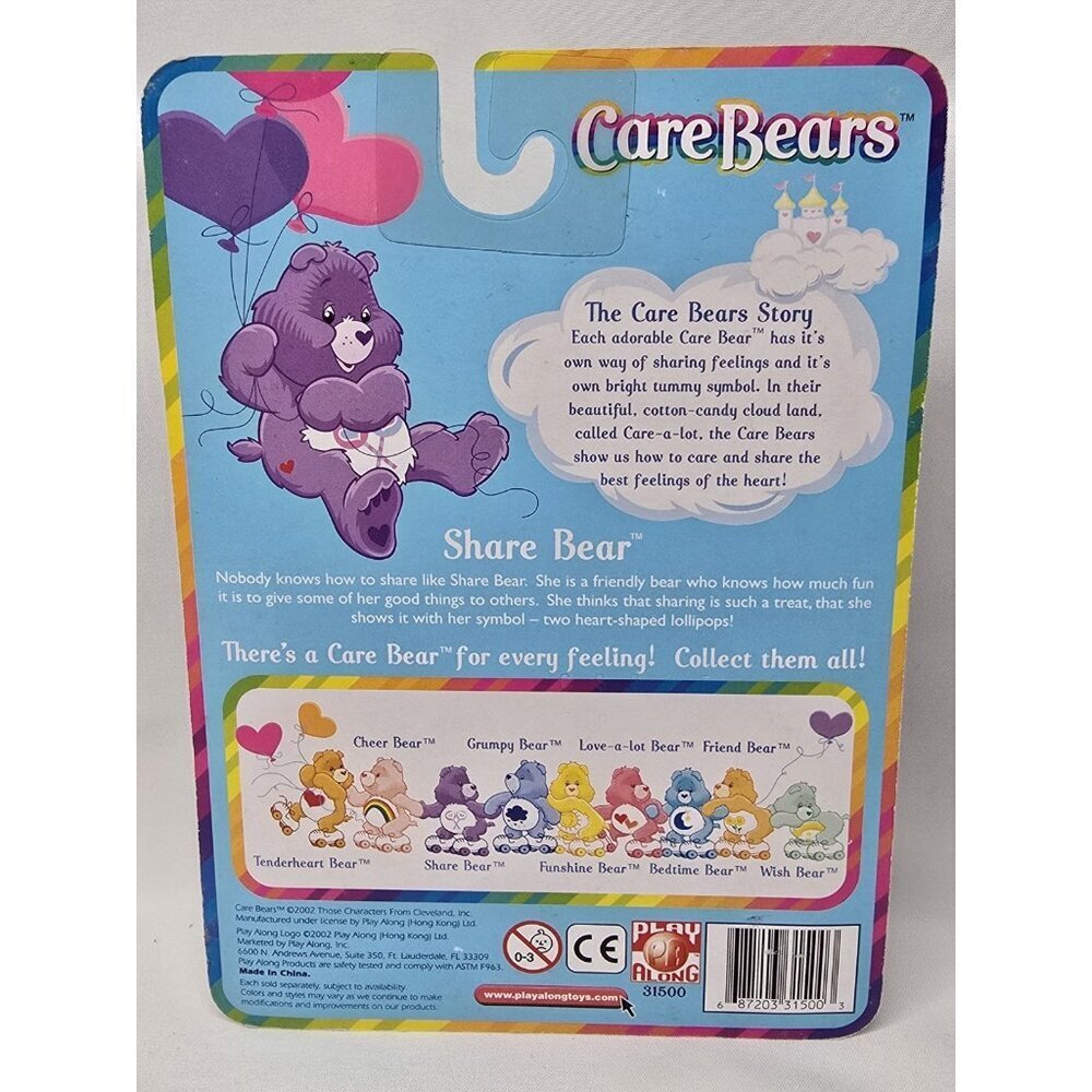 Care Bears- 2003 Clip On Poseable Keychain Figure- Share Bear - NEW - Picture 4 of 4